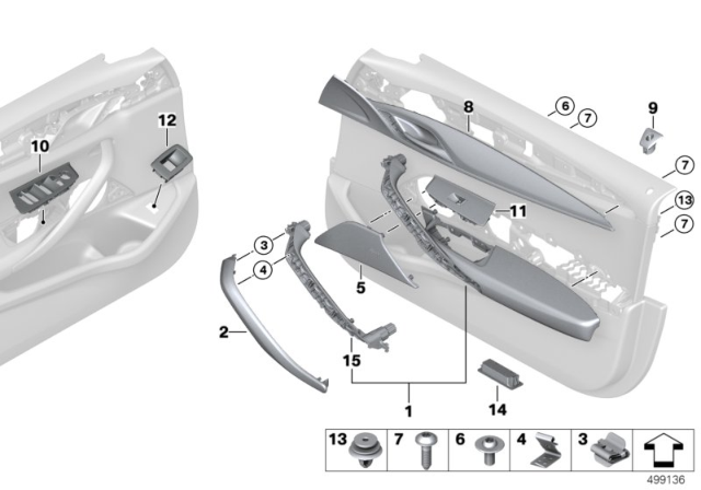 2019 BMW 540i Mounting Parts, Door Trim Panel Diagram 1