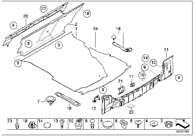 2001 BMW 325xi Trunk Trim Panel Diagram