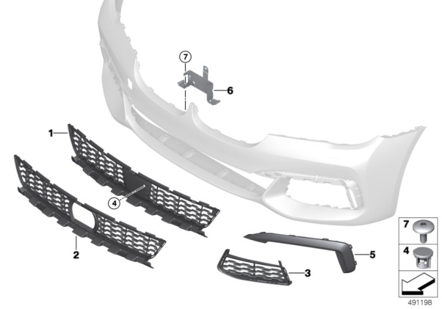 2017 BMW 740i Grille, Air Inlet, Left Diagram for 51118061127