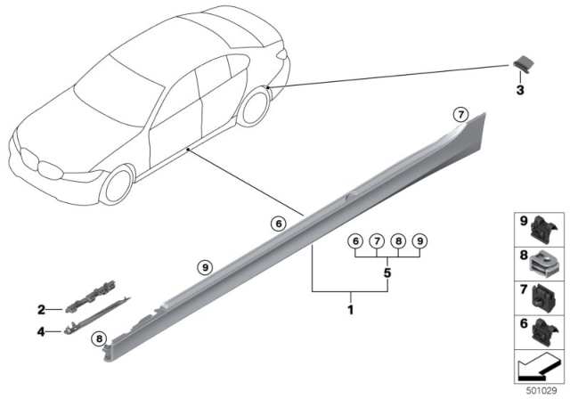 2020 BMW 330i Cover Door Sill / Wheel Arch Diagram