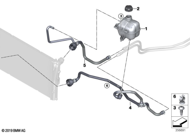 2020 BMW i3 Expansion Tank / Coolant Hoses Diagram