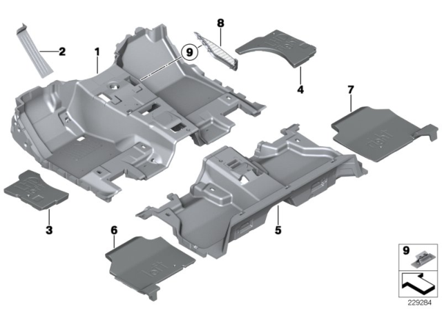 2016 BMW X3 Floor Covering Diagram