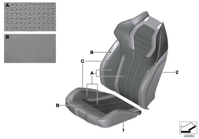2019 BMW M5 COVER BACKREST LEATHER RIGHT Diagram for 52107992282