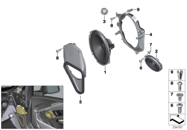 2018 BMW i3s Single Parts, Speaker Diagram 1
