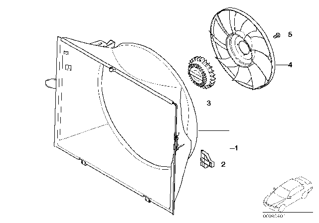 2002 BMW 745i Fan Shroud / Fan Diagram 1