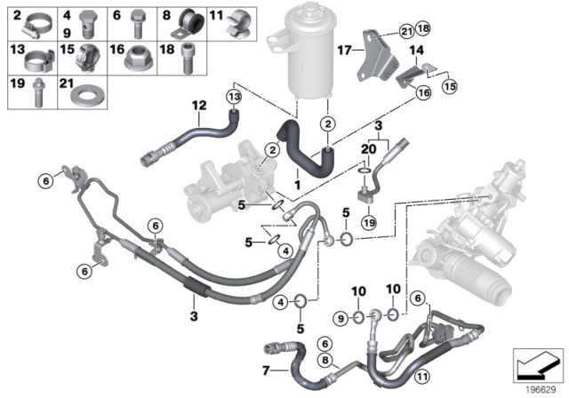 2008 BMW X5 Hydro Steering - Oil Pipes Diagram