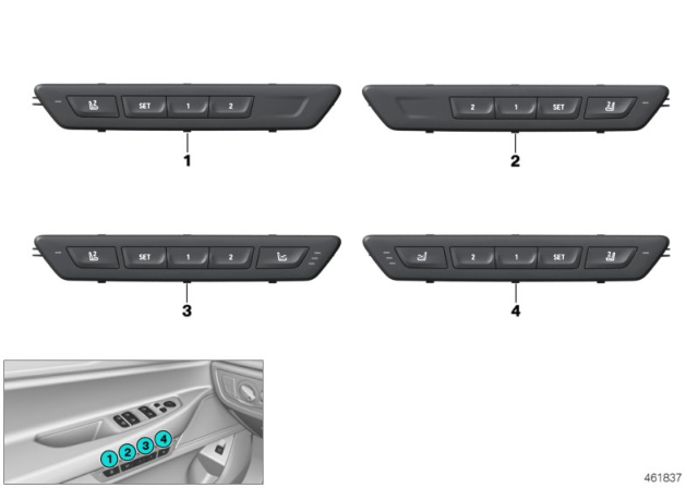2016 BMW 750i Seat Functions Diagram 1
