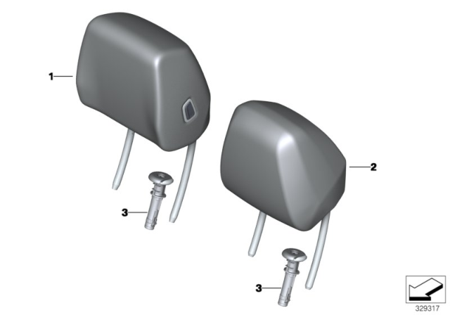 2017 BMW 440i Seat, Front, Head Restraint Diagram