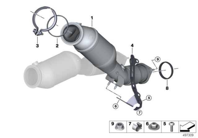 2020 BMW X4 M Engine - Compartment Catalytic Converter Diagram