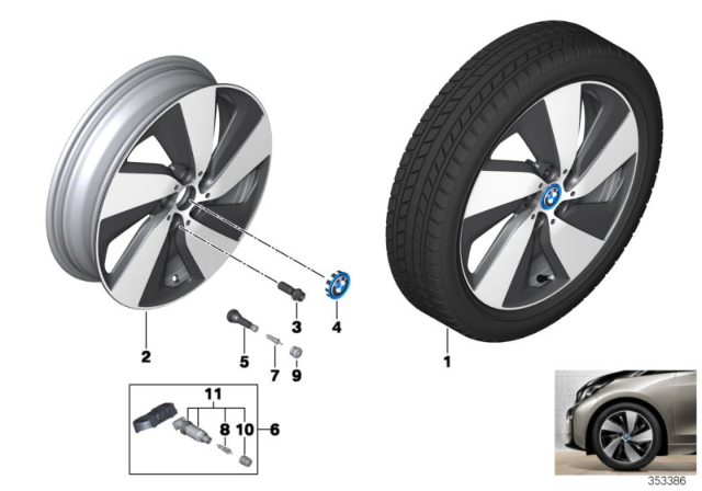 2020 BMW i3 Disc Wheel Light Alloy Jet Bl.Solenoid.Paint Diagram for 36116856897