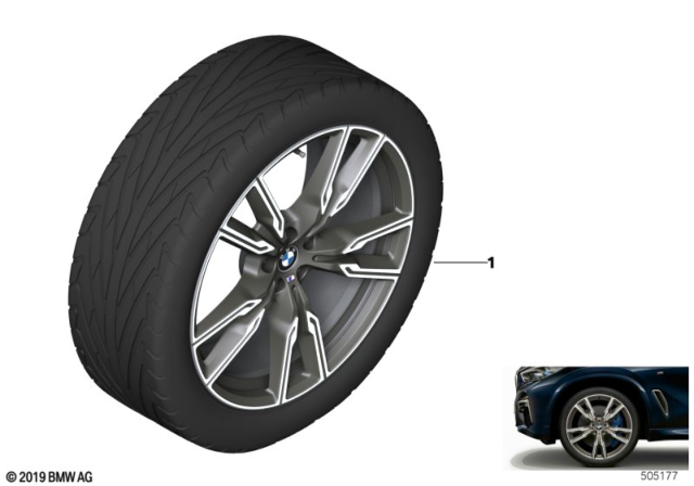 2020 BMW X5 BMW Light-Alloy Wheel, V-Spoke Diagram 1