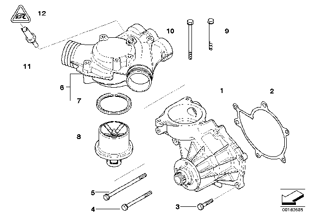 2000 BMW Z8 Water Pump - Thermostat Diagram