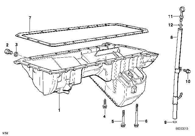 1999 BMW M3 Oil Pan / Oil Level Indicator Diagram