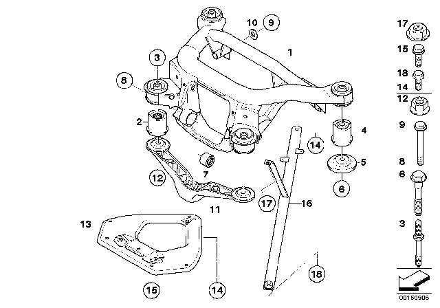 2006 BMW Z4 M Rubber Mounting Rear Diagram for 33312283419