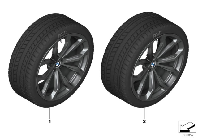 2019 BMW X3 sDrive30i(G01) Winter Wheel With Tire Y-Spoke Diagram 2