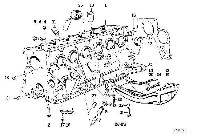 1986 BMW 524td Engine Block & Mounting Parts Diagram 1