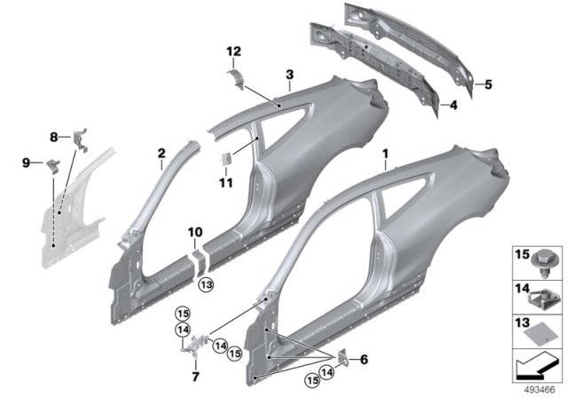 2020 BMW M8 Side Panel / Tail Trim Diagram