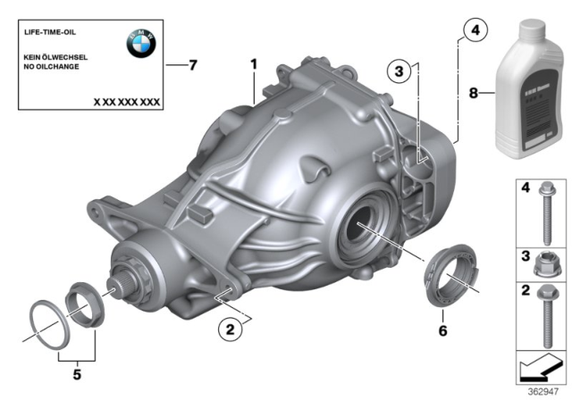 2016 BMW X4 Final Drive, Input / Output, 4-Wheel Diagram