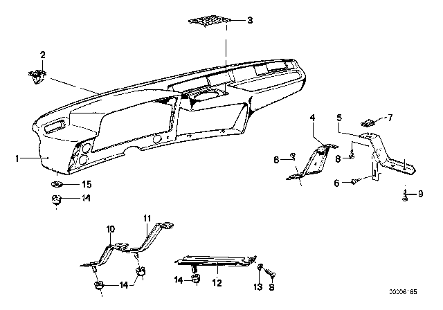 1981 BMW 320i Trim Panel Dashboard Diagram 1