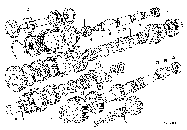 1980 BMW 320i Gear Wheel Set Parts / Bearing (Getrag 245/2/4) Diagram