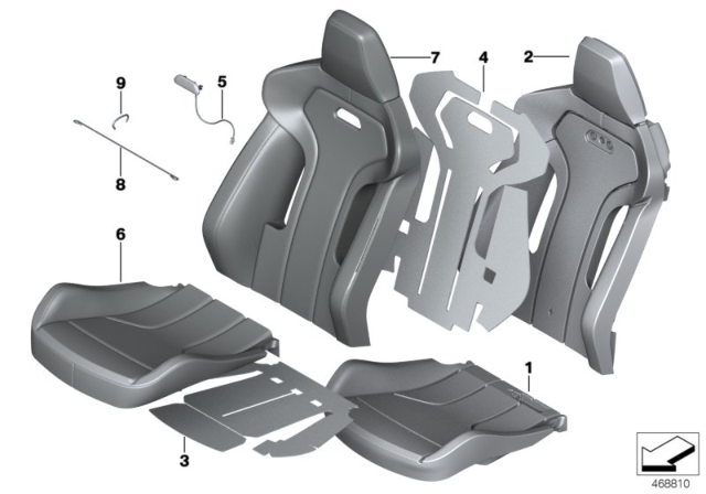 2016 BMW M4 Seat, Front, Cushion & Cover Diagram 2