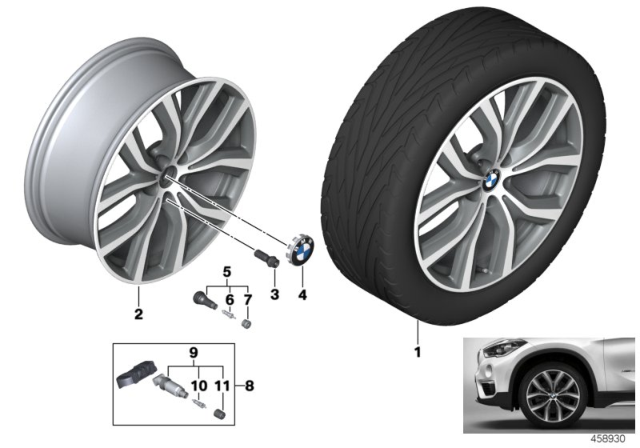 2018 BMW X2 BMW LM Wheel Y-Spoke Diagram 1