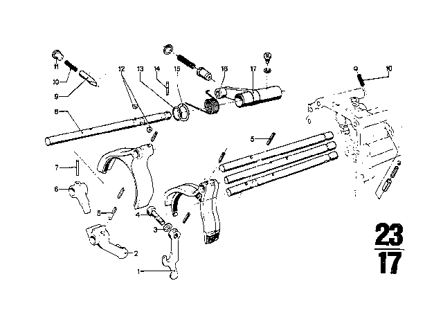 1971 BMW 3.0CS Inner Gear Shifting Parts (Getrag 262) Diagram 1