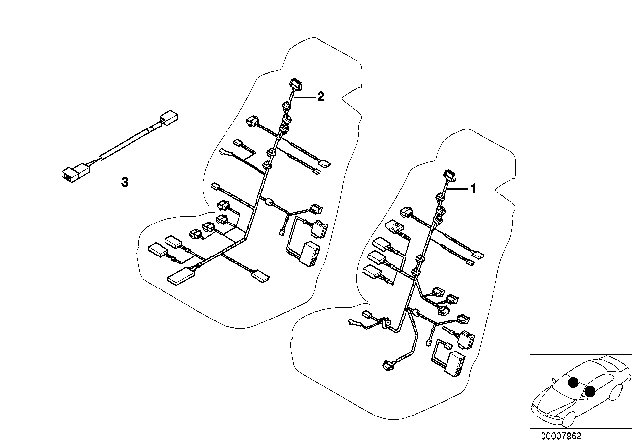 2002 BMW 525i Sedan(E39) Electrical Adjustable Comfort Seat Wiring Set Diagram