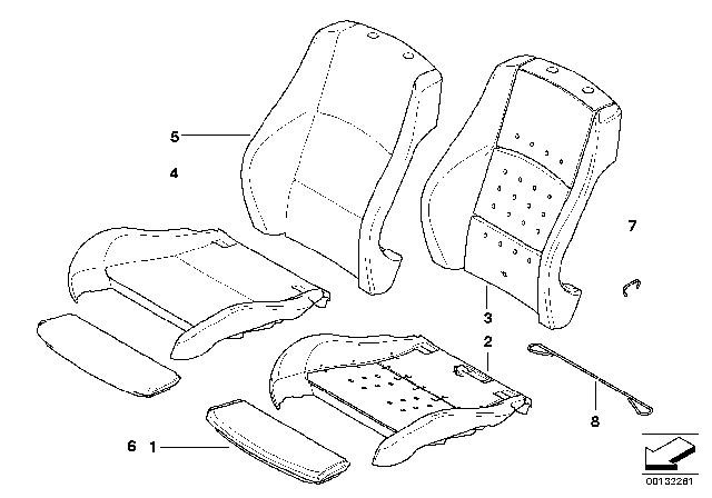 2011 BMW 328i Seat, Front, Cushion & Cover Diagram 1