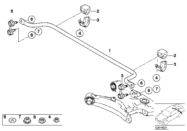 2003 BMW X5 Stabilizer Link Diagram for 33551096735