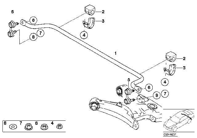 2004 BMW X5 Stabilizer, Rear Diagram