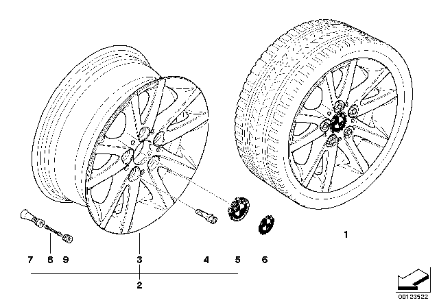 2006 BMW 325Ci BMW Light Alloy Wheel, Spider Spoke Diagram 1