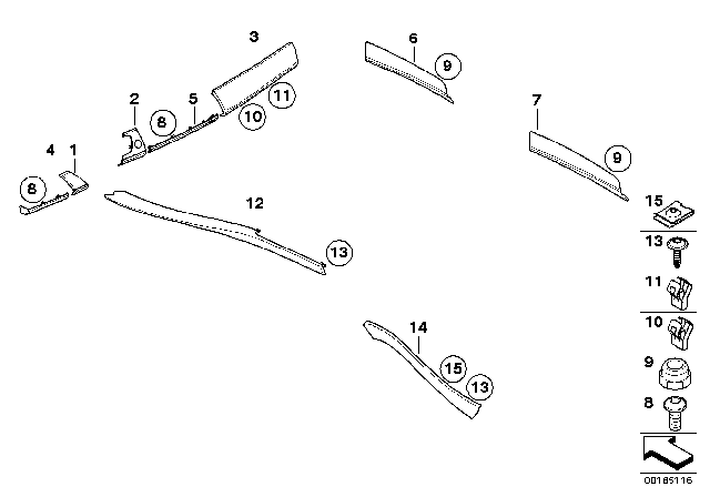 2011 BMW X5 Interior Trim Finishers Diagram