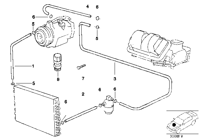 1996 BMW 750iL Dryer-Evaporator Pressure Hose Assy Diagram for 64538378643