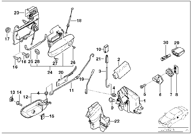 1997 BMW 750iL Front Door Control / Door Lock Diagram