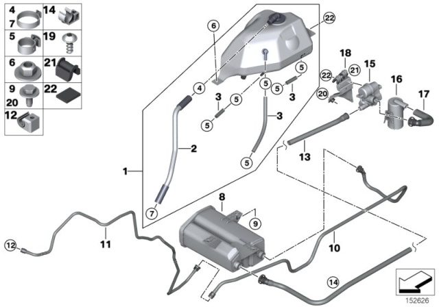 2004 BMW X5 Expansion Tank / Activated Carbon Container Diagram