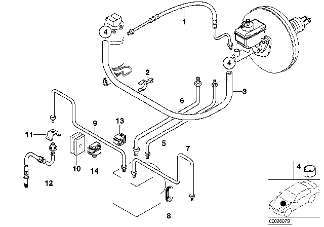 2001 BMW Z3 M Front Brake Pipe, DSC Diagram