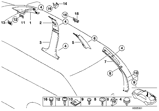 2002 BMW 540i Trim Panel Diagram 1