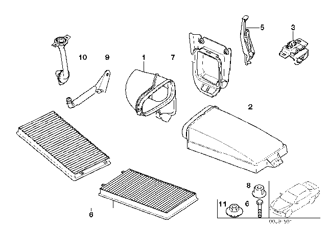 2005 BMW 760i Micronair Cabin Air Filter Diagram for 64116921019