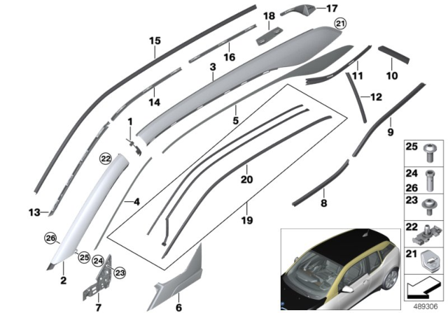 2018 BMW i3 Retaining Strip, A-Pillar, Left Diagram for 51447296783