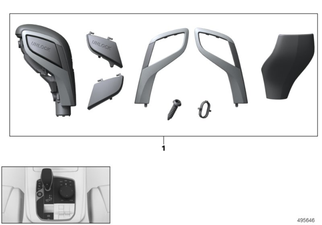 2020 BMW X5 Repair Kit Gearshift Lever Knob Diagram