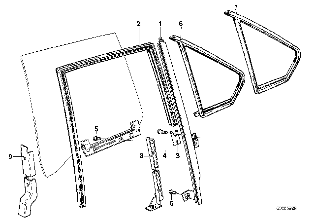 1982 BMW 528e Track Rail Left Diagram for 51341809975