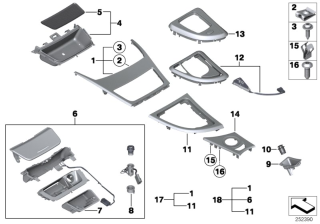 2011 BMW 135i Mounted Parts For Centre Console Diagram