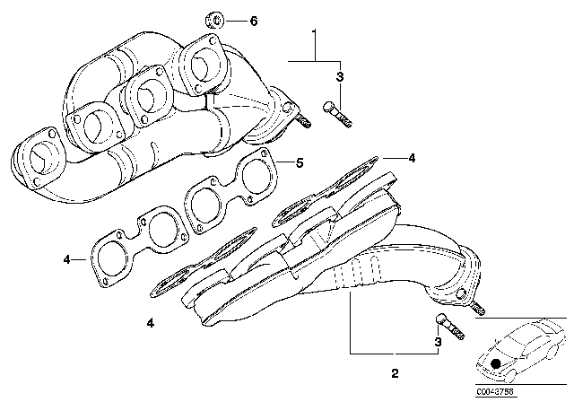 2003 BMW X5 Exhaust Manifold Diagram for 11627500483