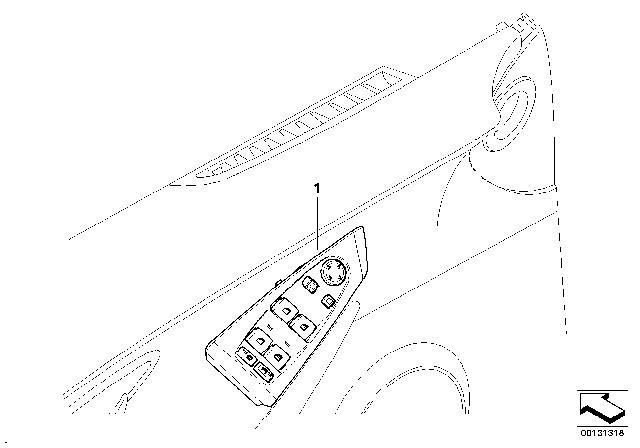 2009 BMW 650i Switch, Window Lifter, Driver's Side Diagram