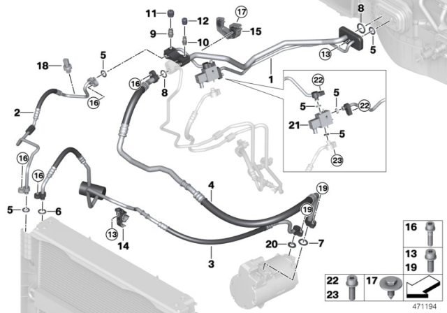 2016 BMW X5 Pressure Hose,Condenser,Evaporator Diagram for 64506842309