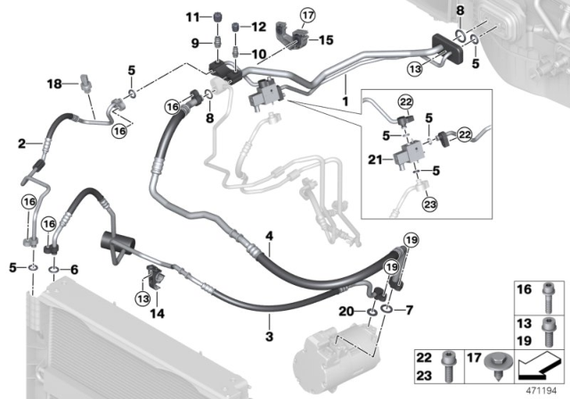 2017 BMW X5 Refrigerant Lines, Front Diagram