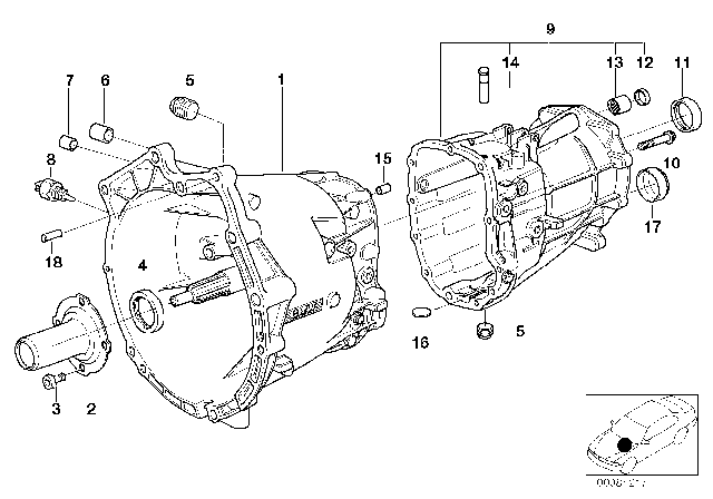 2005 BMW 330xi Housing & Mounting Parts (S5D) Diagram