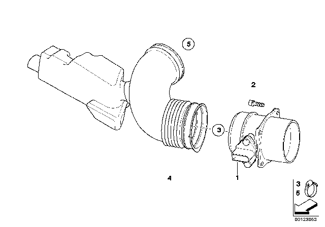 2008 BMW 760Li Mass Air Flow Sensor Diagram for 13627566987