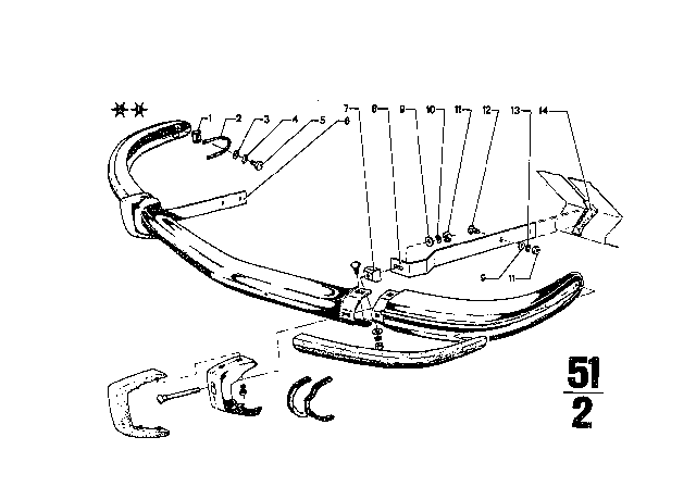 1970 BMW 2800CS Bracket Bumper Front Diagram